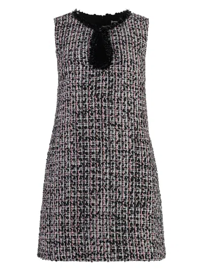 SELF-PORTRAIT WOMEN'S BOUCLÃ¨ KNITTED DRESS | SIZE 12 | PF24173SB COLOR BLACK