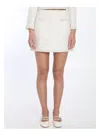 Self-portrait Cream Boucle Pearl Trim Mini Skirt In Ivory