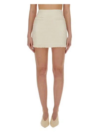 SELF-PORTRAIT WOMEN'S BOUCLE MINI SKIRT WITH PEARLS