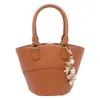Self-portrait Chain Strap Top Handle Structured Shape In Brown