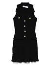Self-portrait Pointelle-knit Sleeveless Mini Dress In Black