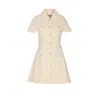 Self-portrait Structured Beige Dress With Classic Collar And Flap Pockets In Neutral