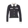 Self-portrait Self Portrait Women Wool Blend Cardigan With Contrasting Collar In Gray