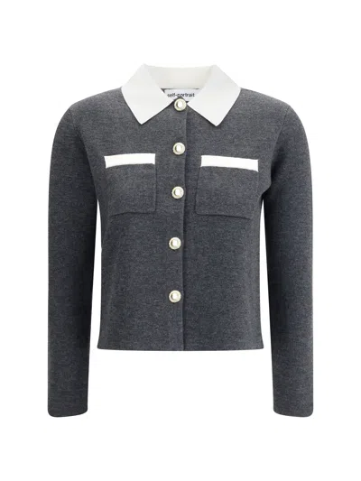 SELF-PORTRAIT SELF-PORTRAIT WOMEN CONTRAST COLLAR CARDIGAN