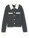 Self-portrait Self Portrait Women Wool Blend Cardigan With Contrasting Collar In Gray