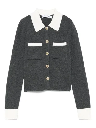 SELF-PORTRAIT SELF-PORTRAIT WOMEN CONTRAST COLLAR CARDIGAN