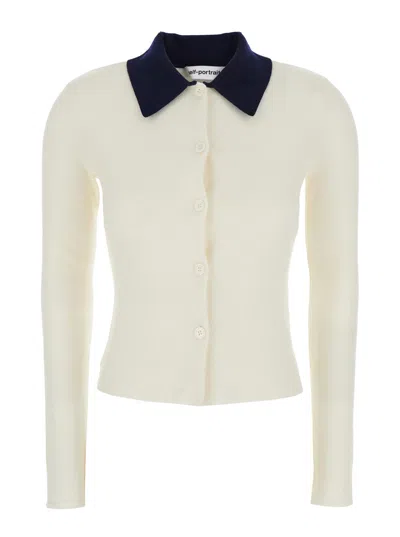 Self-portrait Women Cream Merino Wool Cardigan