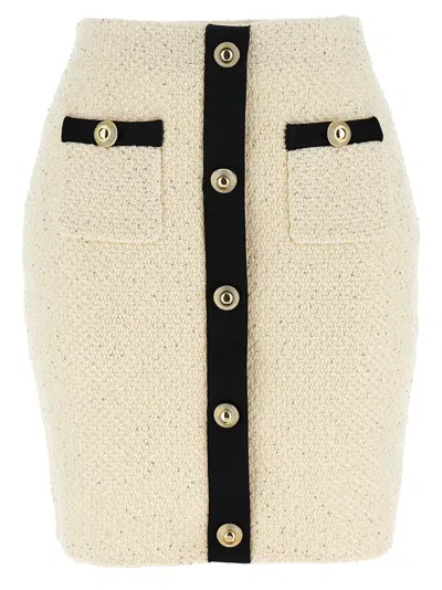 SELF-PORTRAIT SELF PORTRAIT WOMEN 'CREAM SEQUIN KNIT MINI' SKIRT