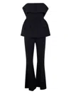 Self-portrait Black Crepe Off Shoulder Jumpsuit Black In Black