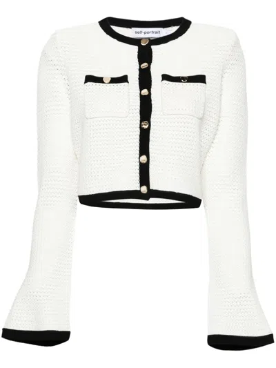 SELF-PORTRAIT WOMEN'S CROCHET CROPPED CARDIGAN