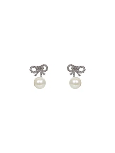 Self-portrait Self Portrait Women Crystal Bow Pearl Jacket Earrings