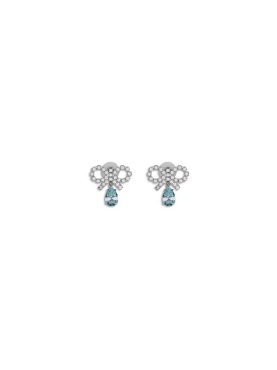 Self-portrait Women Dangling Earrings With Bows In Metallic
