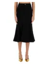 Self-portrait Denim Flared Midi Skirt In Black