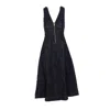 Self-portrait V-neck Denim Midi Dresses In Black