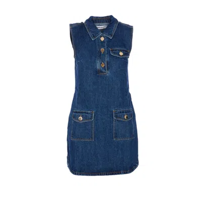 Self-portrait Self Portrait Women Denim Sleeveless Mini Dress In Blue