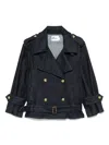 Self-portrait Women Denim Trench Jacket In Blue