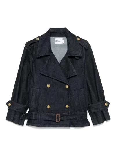 Self-portrait Women Denim Trench Jacket