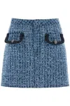 Self-portrait Light Blue Mini Skirt With Patch Pockets In Blue