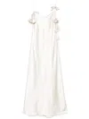 Self-portrait Beige Long Dress With Spaghetti Straps And Ruched Details In Gold