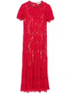 Self-portrait Lace Midi Dress With Sparkling Sequins In Red