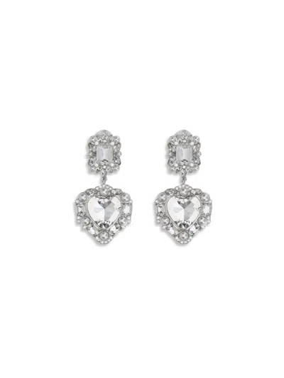 Self-portrait Women Earrings With Heart-shaped Pendant In Metallic