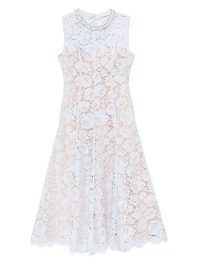 SELF-PORTRAIT WOMEN'S FINE LACE PEARL MIDI DRESS