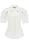 Self-portrait Fitted Cotton Shirt With Tailored In White