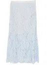 Self-portrait Light Blue Lace-effect Skirt With Slip