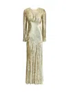 Self-portrait Long Dress In Gold Thread Dresses Gold In Gold