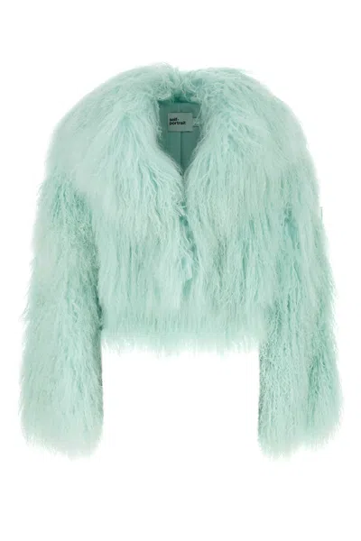 Self-portrait Self Portrait Women Green Shearling Jacket
