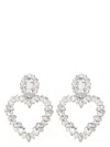 Self-portrait Silver-colored Heart-shaped Earrings With All-over Applied Crystals In Brass Woman In Silver