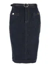 Self-portrait Women Indigo Denim Midi Skirt
