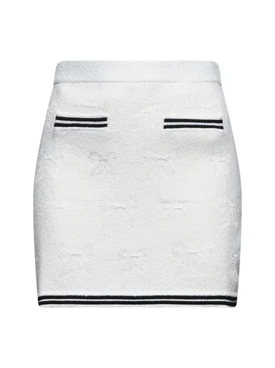 Self-portrait Self Portrait Women Ivory Bow Jacquard Knit Mini Skirt In White