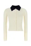 Self-portrait Self Portrait Women Wool Cardigan With Contrasting Collar In White