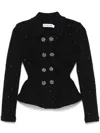 Self-portrait Black Textured Knit Jacket In Black
