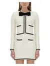 Self-portrait Beige Cardigan With Bow Detail On The Front And Contrasting Trims In Cotton Blend Woman In Ivory