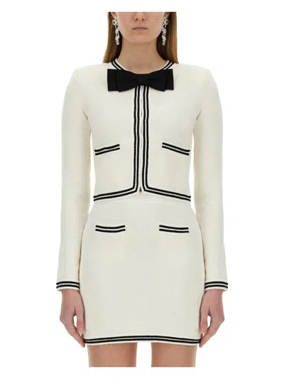 SELF-PORTRAIT WOMEN'S JACQUARD CARDIGAN WITH BOW