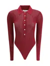 Self-portrait Self Portrait Women Burgundy Viscose Knit Long-sleeved Bodysuit In Burgundy