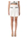 Self-portrait Textured Knit Skirt With Pockets And Buttons In White