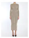 Self-portrait Ribbed Lurex Knit Turtleneck Maxi Dress In Gold