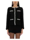 Self-portrait Black Crewneck Sequin Cardigan In Black