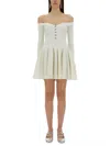 Self-portrait Off-the-shoulder Pleated Ribbed-knit Mini Dress