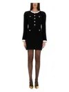 Self-portrait Self Portrait Short Knitted Dress With Buttons In Black