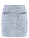 Self-portrait High Waist Textured Fabric Mini Skirt In Blue