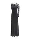 Self-portrait Self Portrait Women Black Rhinestone Mesh And Lace Maxi Dress