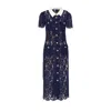 Self-portrait Self Portrait Women Lace Contrast Collar Midi Dress In Blue