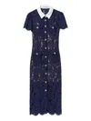 Self-portrait Self Portrait Women Lace Contrast Collar Midi Dress In Blue