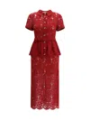 Self-portrait Bordeaux Lace Peplum Midi Dress In Burgundy