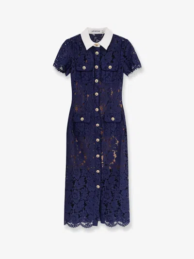 SELF-PORTRAIT SELF PORTRAIT WOMEN LACE MIDI DRESS WITH JEWEL BUTTON