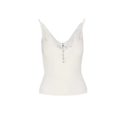 Self-portrait Self Portrait Women Lace Trim Knit Top In White